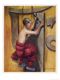 Buy Tibetan Sculptor Carves an Inscription on the Face of a Rock at AllPosters.com