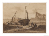 Buy Shoreline Fishing Scene with Small Fishing Boats Beached on the Sand at AllPosters.com