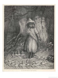 Buy Girl in a Woodland Clearing Stands with Her Back Against a Great Tree with Her Apron Over Her Head at AllPosters.com