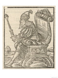 Genghis Khan (Variously Spelt) (Orig. Temujin) Mongol Conqueror Seated on His Throne