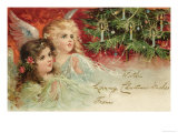 Two Angels Admire the Decorated Tree