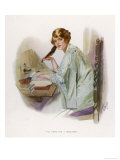 Buy Lady Sits at Her Desk Writing with a Quill Pen at AllPosters.com
