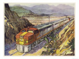 Buy Train of the Santa Fe Railroad Drawn by a Diesel- Electric Locomotive at AllPosters.com