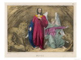 He is Cast into a Cellar Full of Lions But an Angel Persuades Them Not to Eat Him