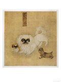 White Pekingese Dog and Puppies as Depicted in an Imperial Dog Book