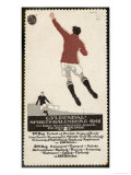 Buy Footballer Leaps for the Ball on a Poster for a Norwegian Sports Calendar at AllPosters.com