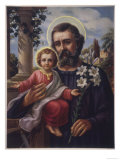 Buy San Jose (Saint Joseph) Holds His Son in One Hand a Lily Stem in the Other at AllPosters.com