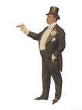 Cigar Smoking Gentleman in a Black Tail-Coat and Trousers White Waistcoat Bowtie and Gloves Top Hat
