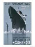 Poster Emphasising the Great Size of the French Transatlantic Liner at le Havre Giclée-Druck