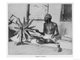 Mahatma Gandhi Indian Nationalist and Spiritual Leader Spins at a Wheel in 1931