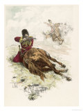 Circassian Soldier of the Czar's Escort Uses His Horse as Cover During a Firefight