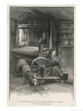 Buy An Irish Interior Showing a Hand-Loom Weaver and a Spinner Together with a Cock and a Pig at AllPosters.com