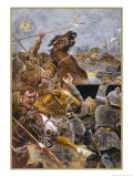 Buy During the Retreat from Mons English Lancers Charge German Artillery Positions at AllPosters.com