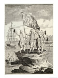 Buy Bougainville and His Men Raise the French Flag on a Small Rock on the Magellan Straits at AllPosters.com