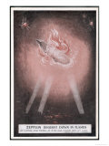 Buy Zeppelin L21 Shot Down by Lieutenant Robinson Over Cuffley Hertfordshire Plummets at AllPosters.com