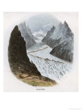 Buy Glacier in the Alps Carving a Valley Between Mountain Peaks at AllPosters.com