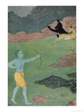 Rama the 7th Avatar of Vishnu Slays Maricha Who Has Assumed the Form of a Deer
