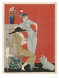 Buy Pet Dog, Probably a Skye Terrier, with Its Fashionable Owners at AllPosters.com