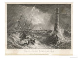 Buy Small Boat in a Rough Sea Sails Perilously Near Smeaton's Third Eddystone Lighthouse Near Plymouth at AllPosters.com