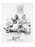 Mrs Bennet Turns to Speak to Her Husband Who is Reading a Book