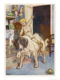 Peter Pan, Michael Rides on the Back of the Dog Nana