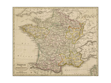 Map of France Showing the Departements