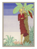 Buy Surrounded by Exotic Vegetation She Stands Primly with Her Parasol at AllPosters.com