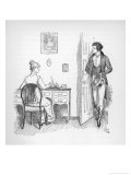 Mr. Darcy Enters a Room in Which Elizabeth Bennet is Seated at Her Writing Desk
