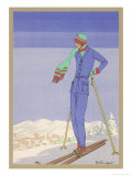Buy She Pauses Before Embarking on the Piste in Her Elegant Ski Costume at AllPosters.com