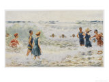 Buy Swimmers Enjoying the Breakers on an Australian Beach at AllPosters.com