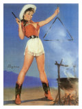 Cowgirl Barbeque Pin Up Girl Poster