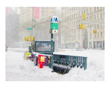 NYC Subway Entrance Buried in Snow