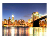 Lower Manhattan's Brooklyn Bridge and Woolworth Building