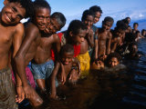 Buy Children Playing in Water, Manam Island, Madang, Papua New Guinea at AllPosters.com