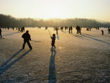 Ice Hockey on Frozen Katzensee Lake, Zurich, Switzerland