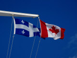 Buy Canadian and Quebec Flags at Full Mast, Montreal, Canada at AllPosters.com