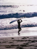 Buy Longboarder Walking on Beach, Indonesia at AllPosters.com
