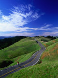 Bicycle Rider on Long and Winding Road, Mount Tamalpais, California, USA