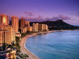 Diamond Head and Waikiki at Twilight, Waikiki, Oahu, Hawaii, USA