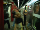 People Disembarking Subway Train, New York City, New York, USA