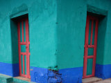 Buy Brightly Painted Corner House in Chinique, Quiche, Guatemala at AllPosters.com