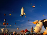 Buy Space Shuttle and Cow Shaped Balloons at Balloon Fiesta, Albuquerque, New Mexico, USA at AllPosters.com