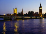 Big Ben, Houses of Parliament and River Thames at Dusk, London, England