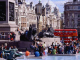 Tourists at Trafalgar Square, London, England