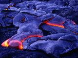 Glowing New Lava Flows Near Chain of Craters Road, Hawaii Volcanos NP, Hawaii (Big Island), USA