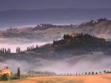 Mist Rising from Valleys Near Asciano, Tuscany, Italy