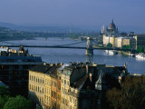 Taban, River Danube and Chain Bridge Seen from Gellert Hill, Budapest, Hungary