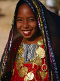 Girl in Traditional Dress at Sahara Festival, Looking at Camera, Douz, Tunisia