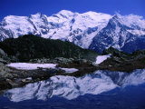 Reflection of Mont Blanc in Mountain Lake, Chamonix Valley, Rhone-Alpes, France