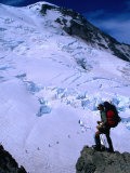 Buy Mountain Climber and Mt. Rainier from Emmons Glacier, Mt. Rainier National Park, Washington, USA at AllPosters.com
